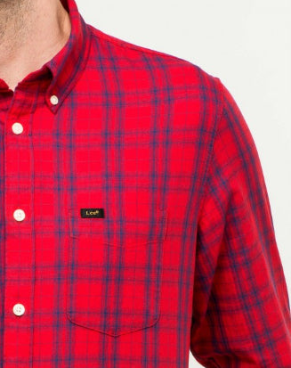 Lee Buttton Down check Shirt in Bright Red