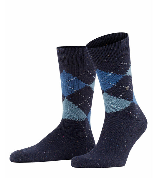 Burlington Raw Argyle Fleck Socks Navy