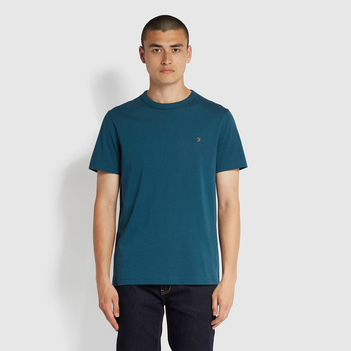 Farah Danny Slim Fit Organic Cotton T-Shirt In Atlantic – Inocencia