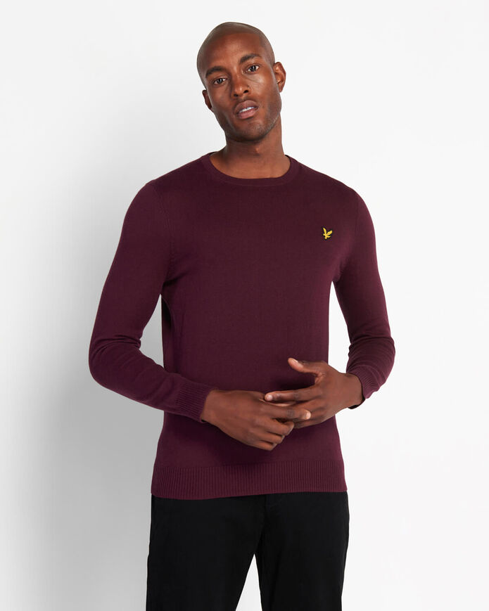 Lyle & Scott Crew Neck Cotton Merino Jumper Burgundy