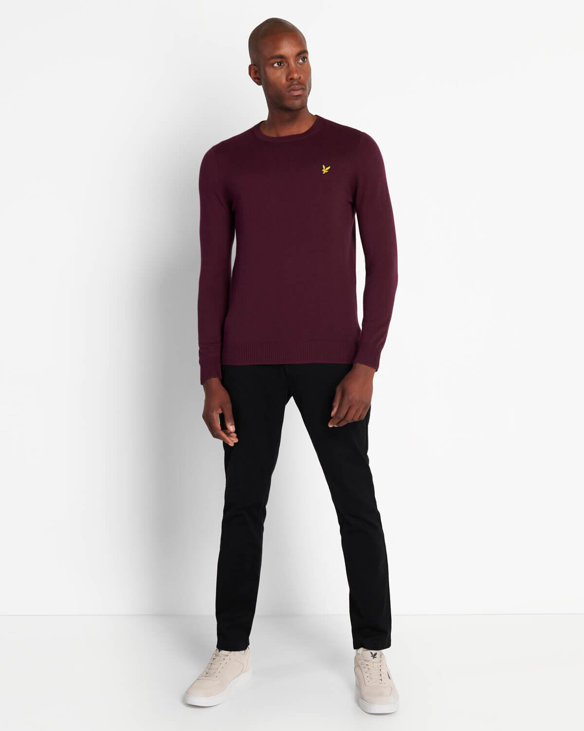 Lyle & Scott Crew Neck Cotton Merino Jumper Burgundy