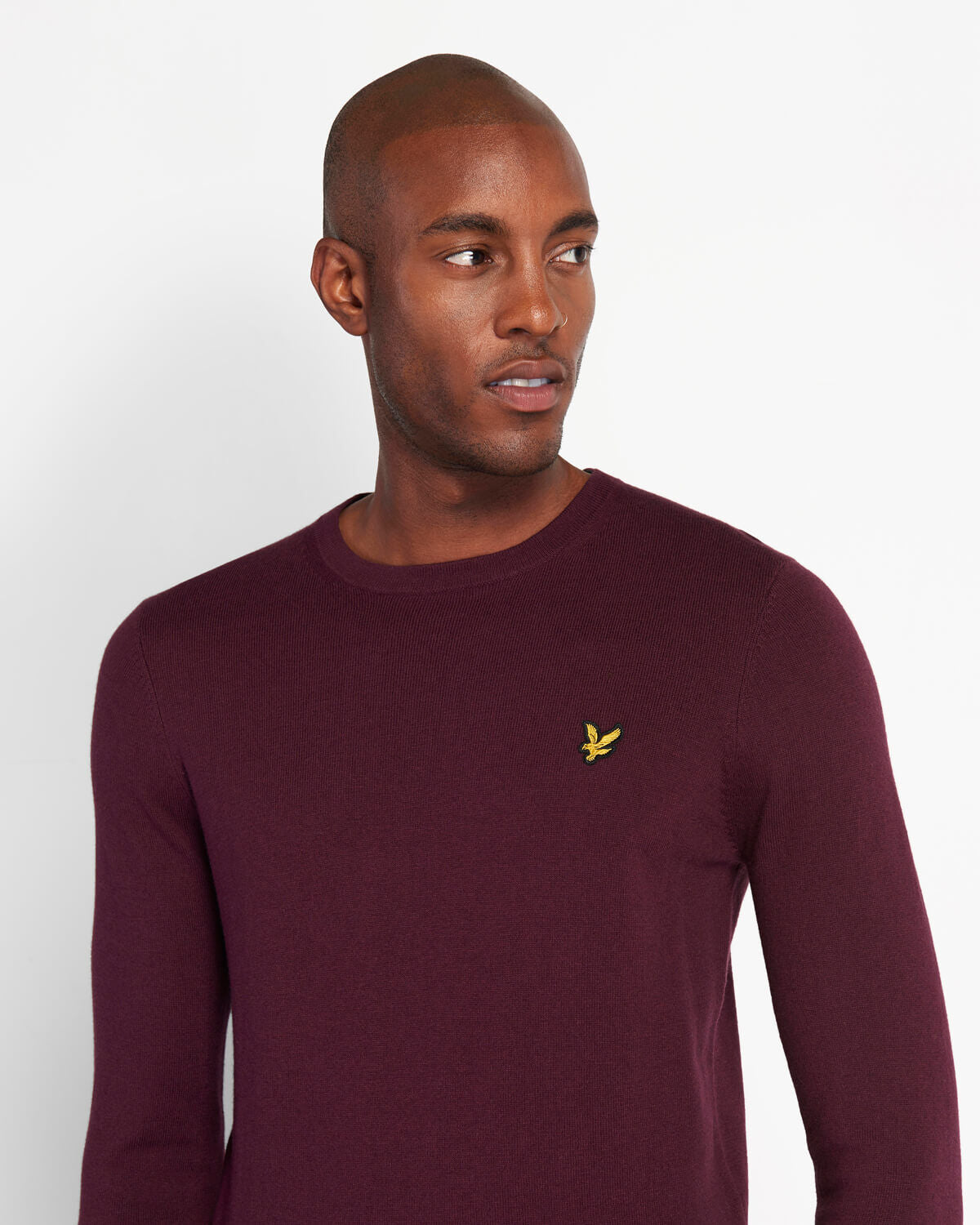 Lyle & Scott Crew Neck Cotton Merino Jumper Burgundy