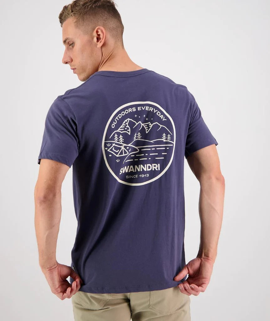 Swanndri Barton Back Print T-Shirt Steel Blue