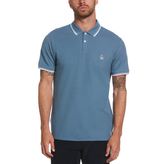 Original Penguin Sticker Pete Tipped Polo Copen Blue