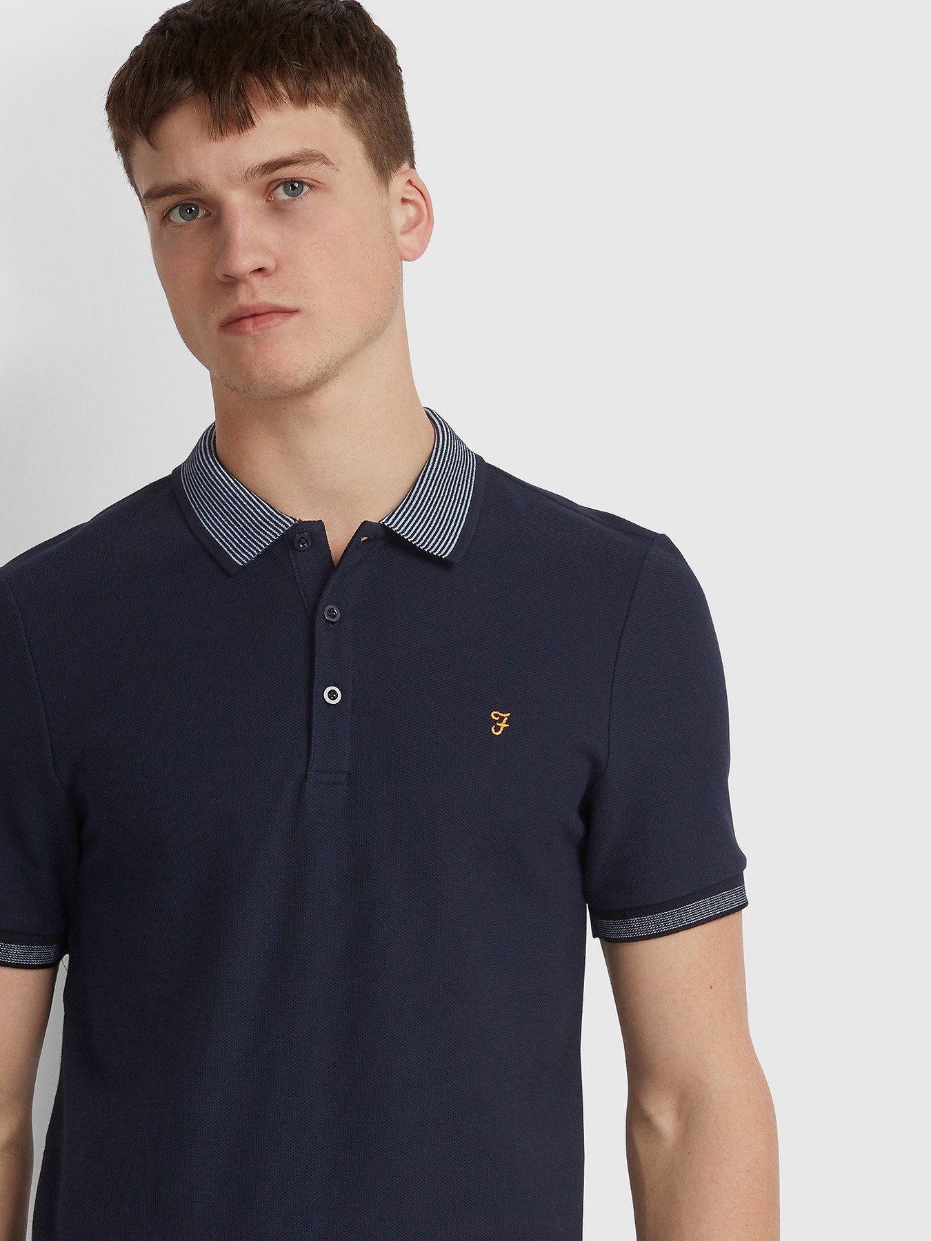 Farah Mills Contrast Tipped Polo True Navy