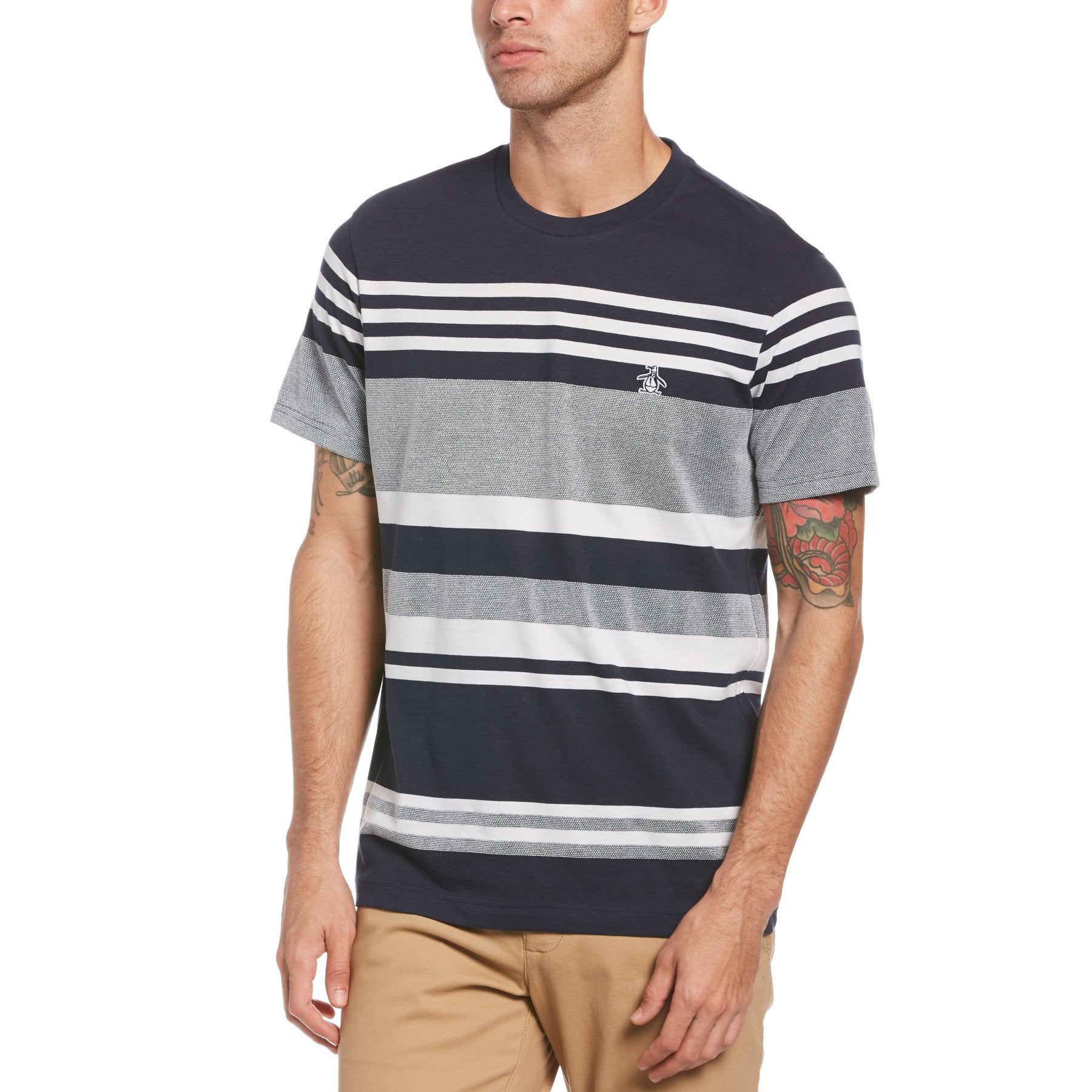 Original Penguin Engineered Stripe T-Shirt Dark Sapphire Navy