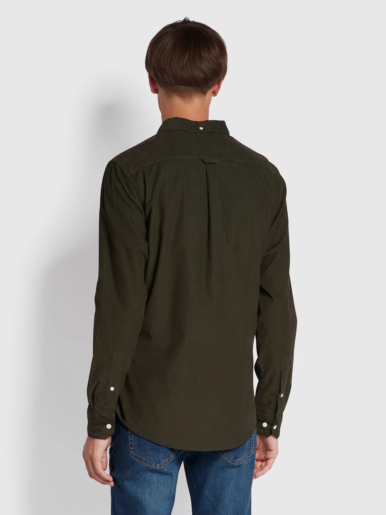 Farah Fontella Slim Fit Cord Shirt In Evergreen