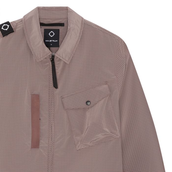 Ma.Strum Nylon Grid Overshirt Mud Pink