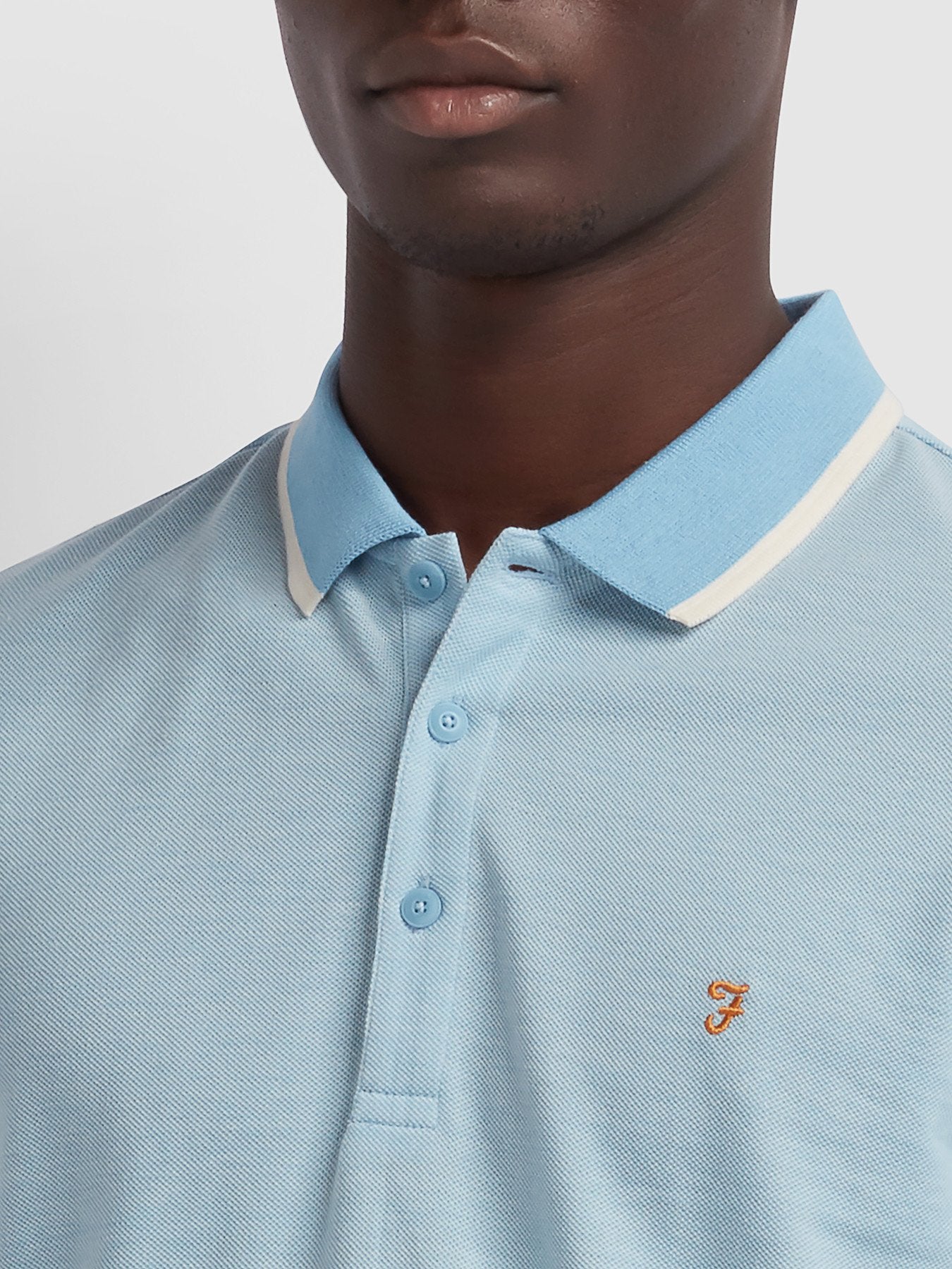Farah Basel Slim Fit Tipped Polo Shirt In Moonstone