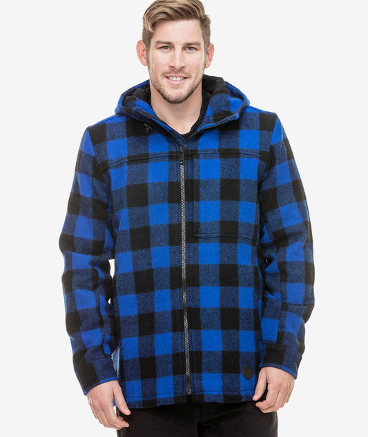 Swanndri Hudson Check Wool Hoodie Blue