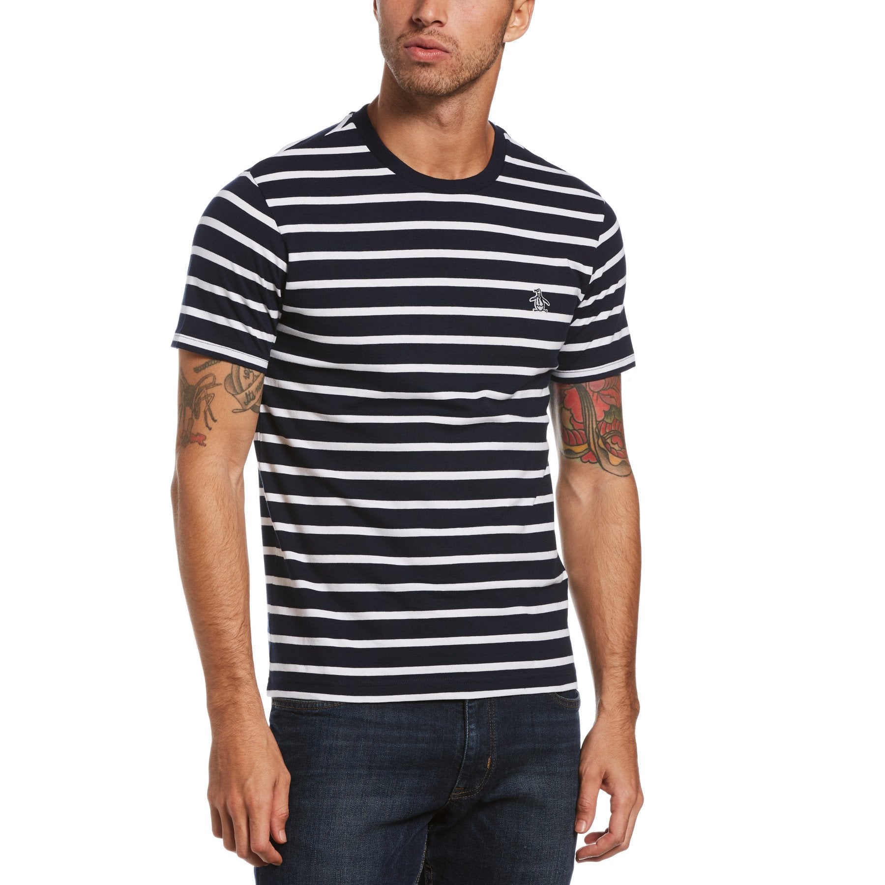 Original Penguin Breton Stripe T-Shirt Dark Sapphire Navy