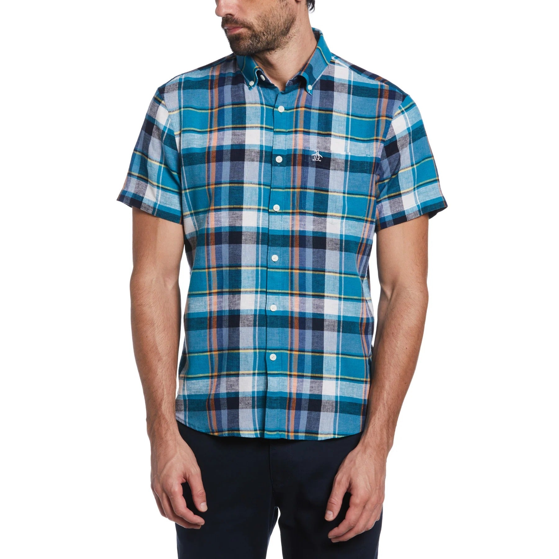 Original Penguin SS Plaid Shirt Mosaic Blue