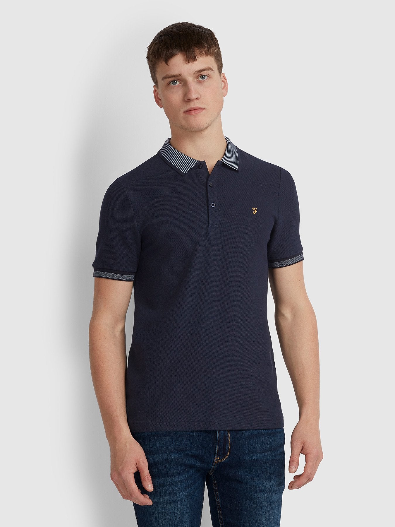 Farah Mills Contrast Tipped Polo True Navy