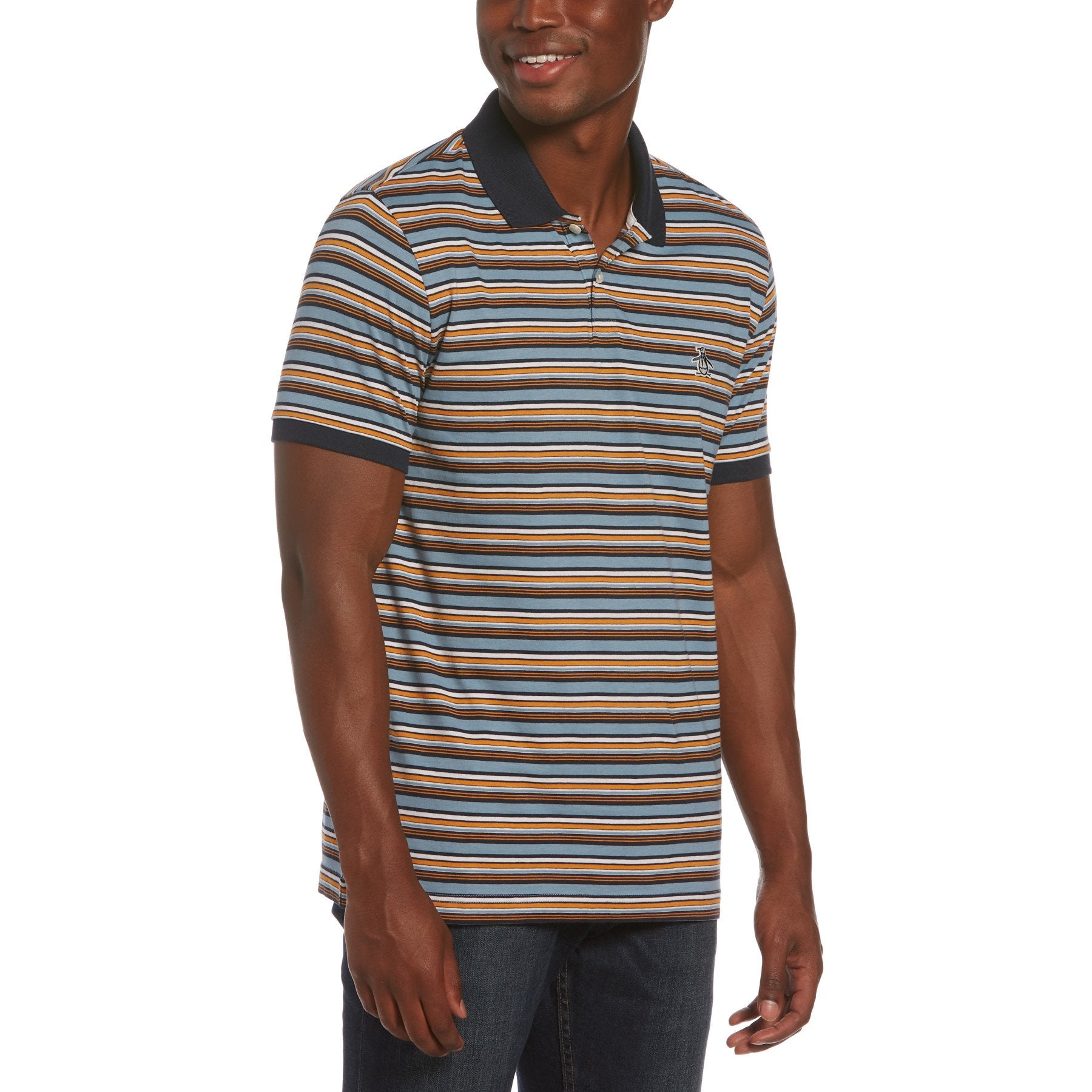 Original Penguin Multi Colour Stripe Polo Dark Sapphire